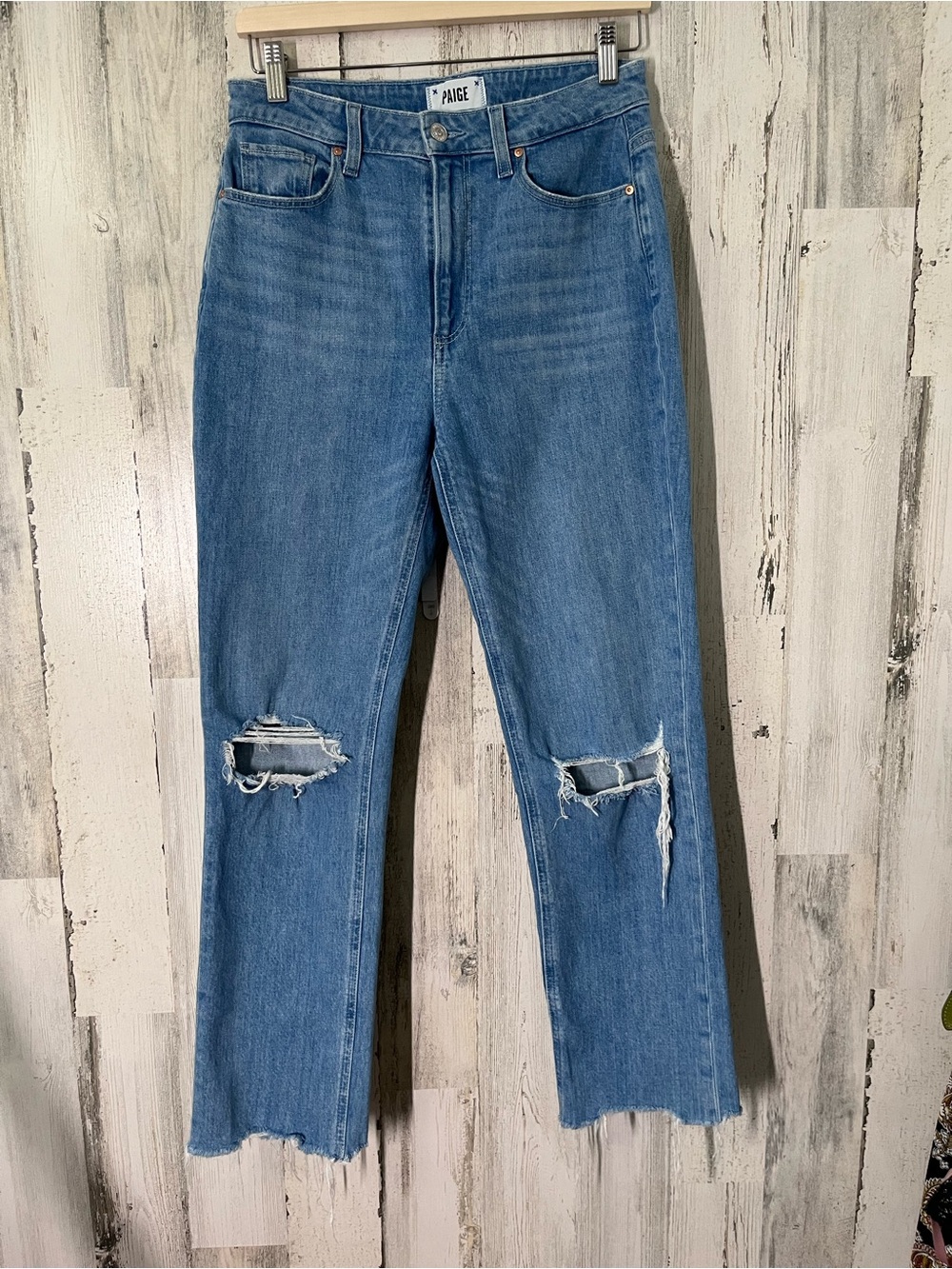 PAIGE Women's Noella High Rise Straight Leg Radical Destructed Raw Hem 27